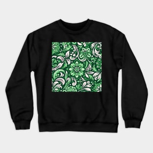 Retro Green Floral Pattern Crewneck Sweatshirt